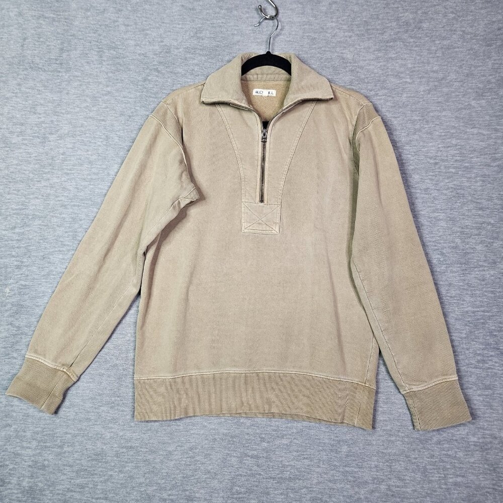 Alex Mill Quarter Zip Fleece Vintage Khaki Sweatshirt Men's Size S